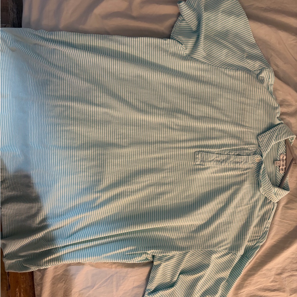 Peter Millar 100% Cotton Sky Blue Striped Polo